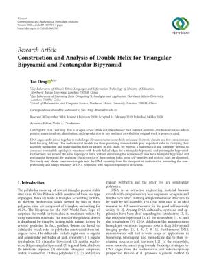 Construction and Analysis of Double Helix for Triangular Bipyramid and Pentangular Bipyramid