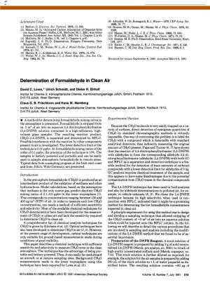 Determination of Formaldehyde in Clean Air