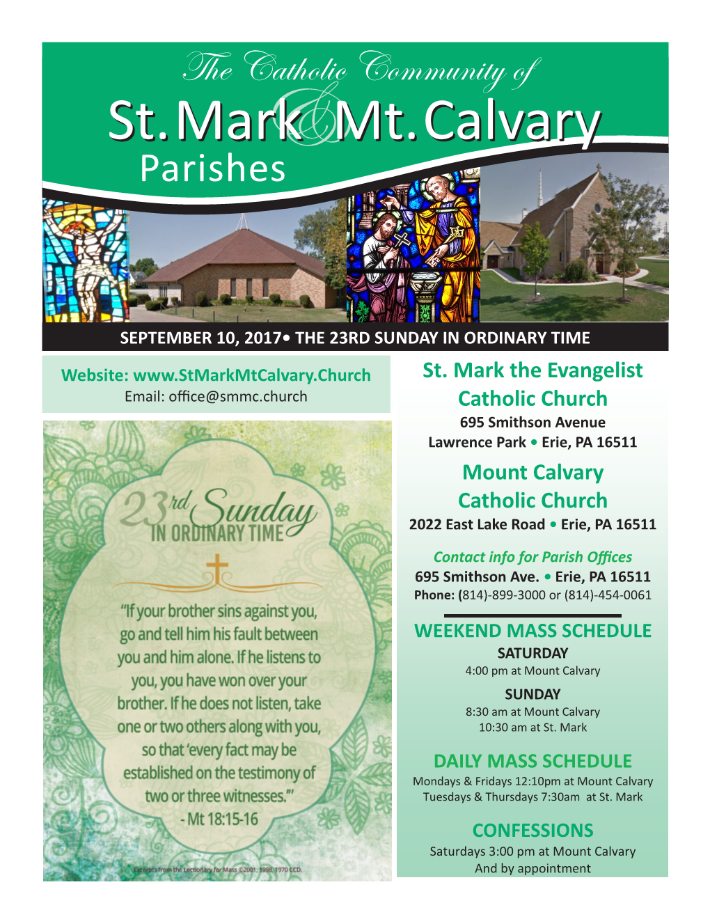 Mount Calvary Catholic Church 2022 East Lake Road • Erie, PA 16511