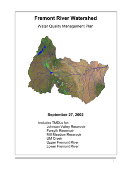 Fremont River Watershed Water Quality Management Plan