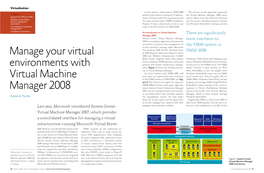 Manage Your Virtual Environments with Virtual Machine Manager 2008