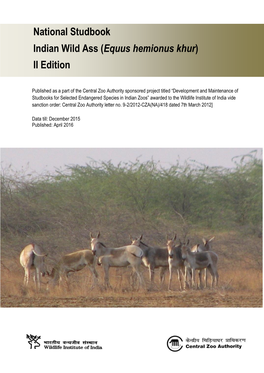 National Studbook Indian Wild Ass (Equus Hemionus Khur) II Edition