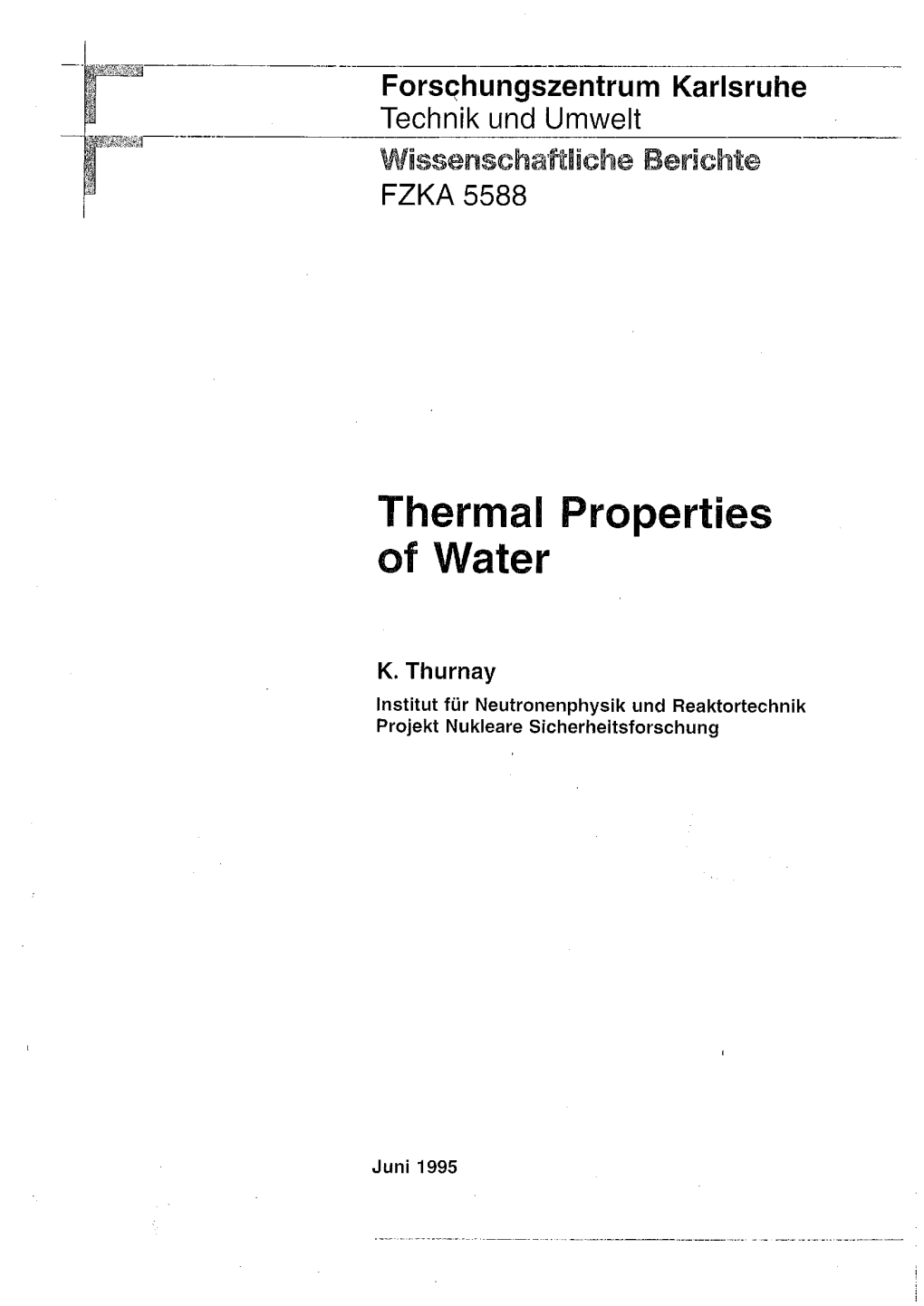 Thermal Properties of Water