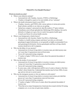 Which DNA Test Should I Purchase?