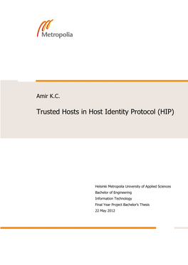 Trusted Hosts in Host Identity Protocol (HIP)