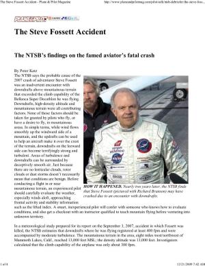 The Steve Fossett Accident - Plane & Pilot Magazine