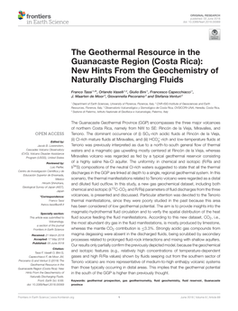 The Geothermal Resource in the Guanacaste Region (Costa Rica): New Hints from the Geochemistry of Naturally Discharging Fluids