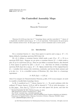 On Controlled Assembly Maps