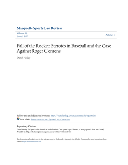 Steroids in Baseball and the Case Against Roger Clemens Daniel Healey