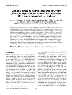 Genetic Diversity Within and Among Pinus Pinaster Populations: Comparison Between AFLP and Microsatellite Markers