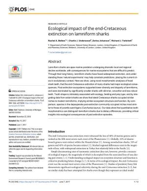 Ecological Impact of the End-Cretaceous Extinction on Lamniform Sharks