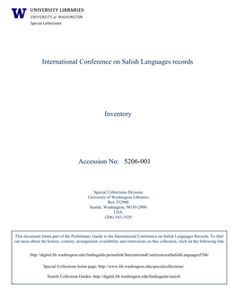 5206-001 International Conference on Salish Languages Records