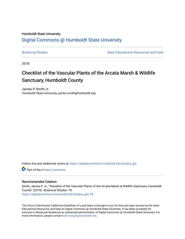 Checklist of the Vascular Plants of the Arcata Marsh & Wildlife Sanctuary