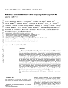 AMI Radio Continuum Observations of Young Stellar Objects with Known Outflows