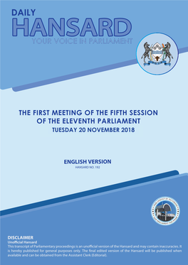 The First Meeting of the Fifth Session of the Eleventh Parliament Wednesdaytuesdaytuesday 2013 07 Novembernovember November 20182018 2018