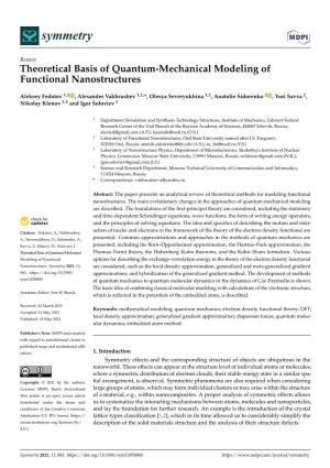 Theoretical Basis of Quantum-Mechanical Modeling of Functional Nanostructures