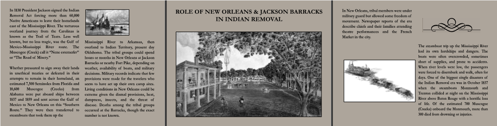 Role of New Orleans & Jackson Barracks in Indian Removal