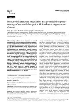 Immune Inflammatory Modulation As a Potential Therapeutic Strategy of Stem Cell Therapy for ALS and Neurodegenerative Diseases