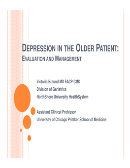 Depression in the Older Patient