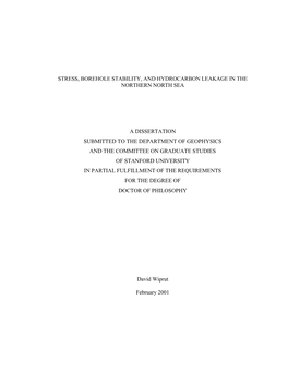 SRB Volume # 81. Stress, Borehole Stability and Hydrocarbonleakage