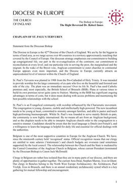 CHAPLAIN of ST. PAUL's TERVUREN Statement from The