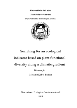 Searching for an Ecological Indicator Based on Plant Functional Diversity Along a Climatic Gradient