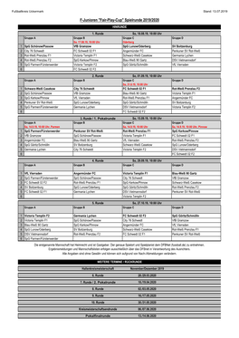 F-Junioren "Fair-Play-Cup" Spielrunde 2019/2020 HINRUNDE