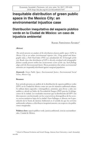 Inequitable Distribution of Green Public Space in the Mexico City: an Environmental Injustice Case