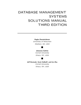 Database Management Systems Solutions Manual Third Edition