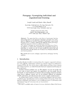 Paragogy: Synergizing Individual and Organizational Learning