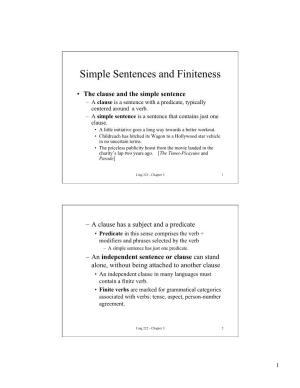Simple Sentences and Finiteness