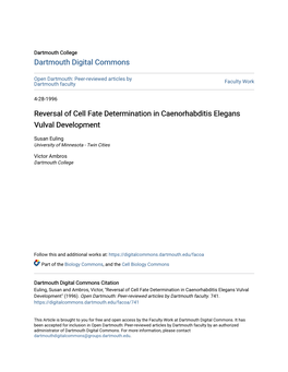 Reversal of Cell Fate Determination in Caenorhabditis Elegans Vulval Development