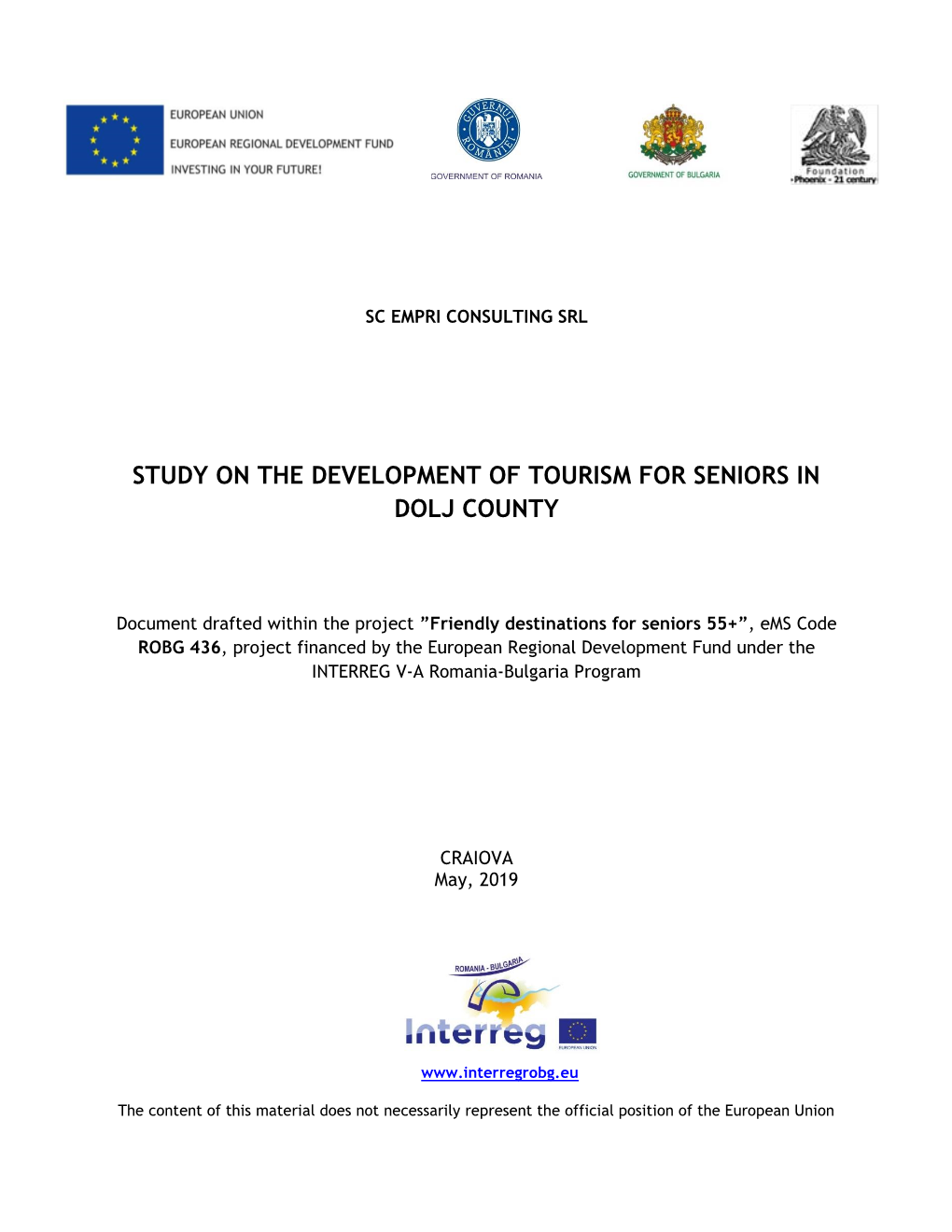 Study on the Development of Tourism for Seniors in Dolj County