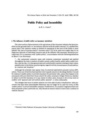 Public Policy and Insurability