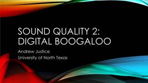 Digital Recordings & Sound Quality