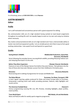 JUSTIN BENNETT Editor