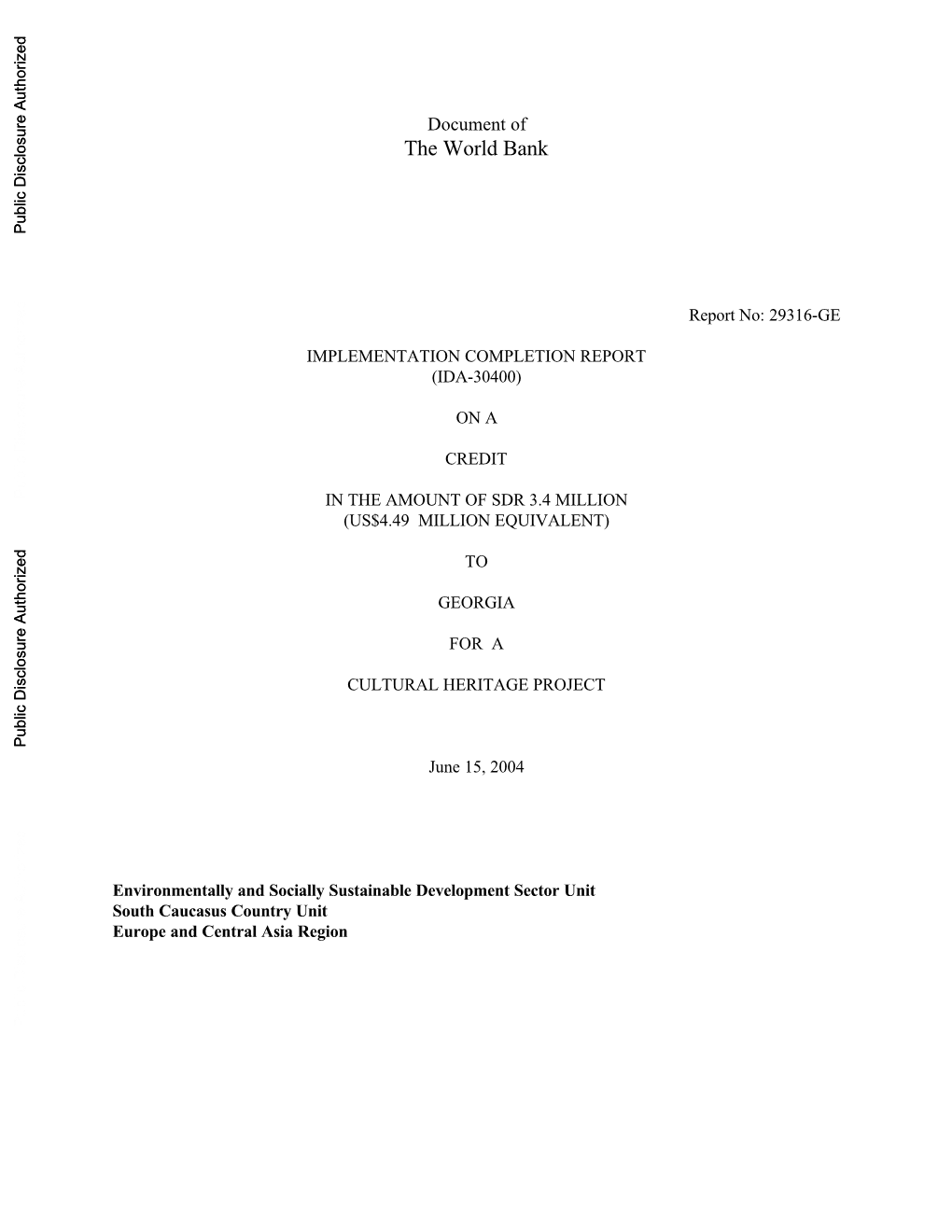 World Bank Document