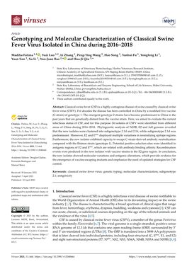 Genotyping and Molecular Characterization of Classical Swine Fever Virus Isolated in China During 2016–2018