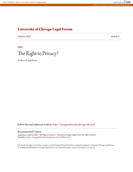 The Right to Privacy? Andrew Koppelman