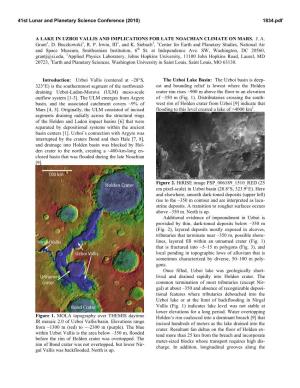 A Lake in Uzboi Vallis and Implications for Late Noachian Climate on Mars