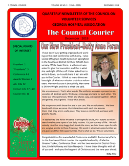 Quarterly Newsletter of the Council on Volunteer Services Georgia Hospital Association
