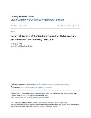 Review of Sentinel of the Southern Plains: Fort Richardson and the Northwest Texas Frontier, 1866-1878