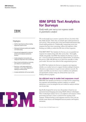 IBM SPSS Text Analytics for Surveys Business Analytics