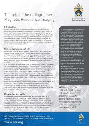 The Role of the Radiographer in Magnetic Resonance Imaging