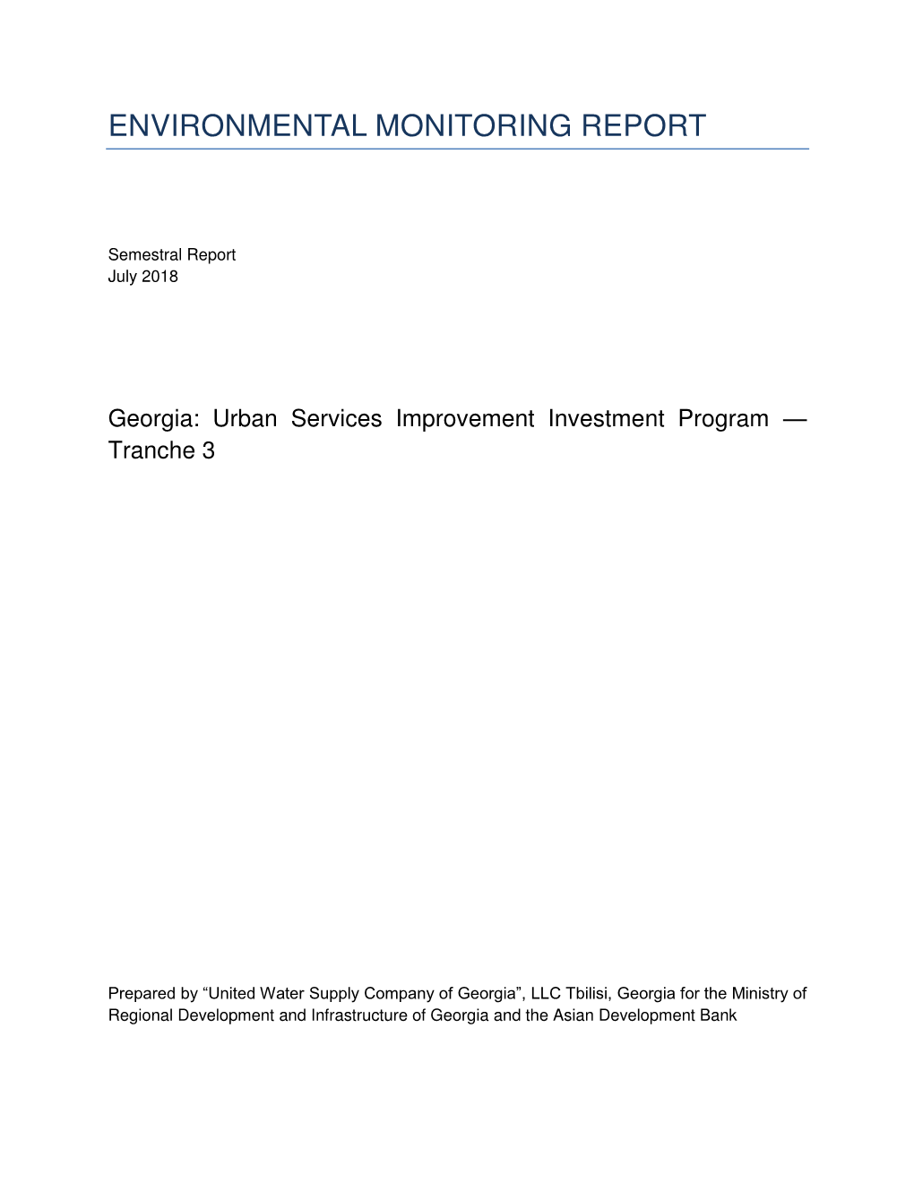 Georgia: Urban Services Improvement Investment Program — Tranche 3