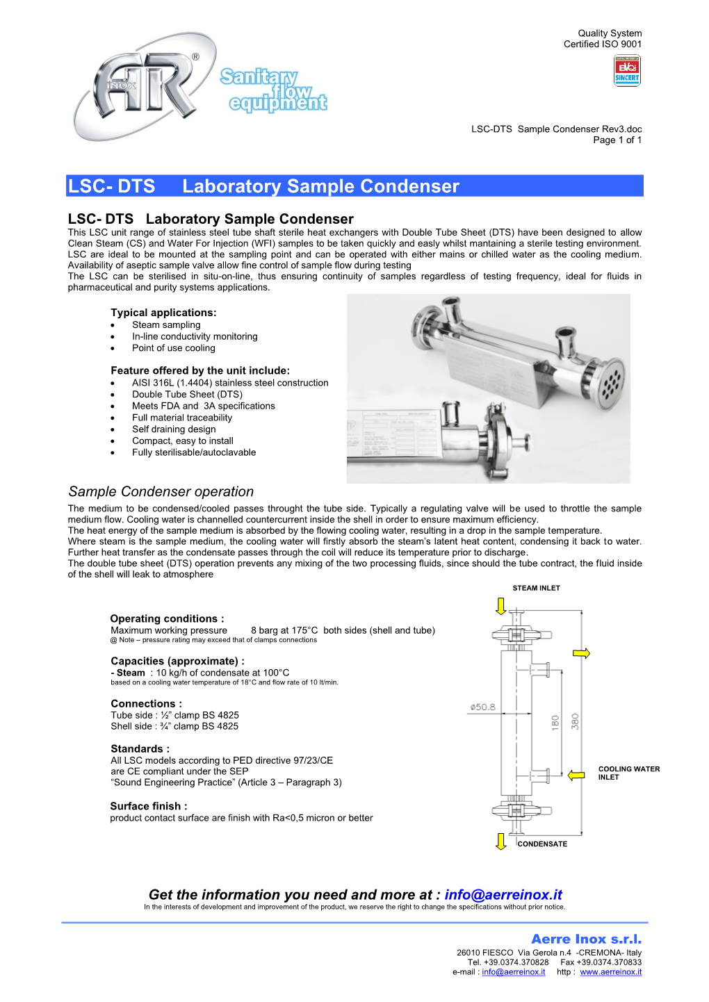 LSC- DTS Laboratory Sample Condenser