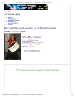 Review: Fulton Street Sessions (TUTA Theatre Chicago) Fulton
