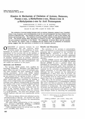 Kinetics & Mechanism of Oxidation of Acetone, Butanone, Pentan