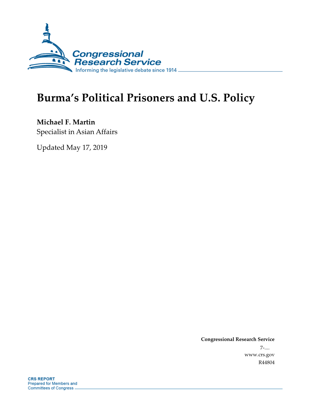 Burma's Political Prisoners and U.S. Policy