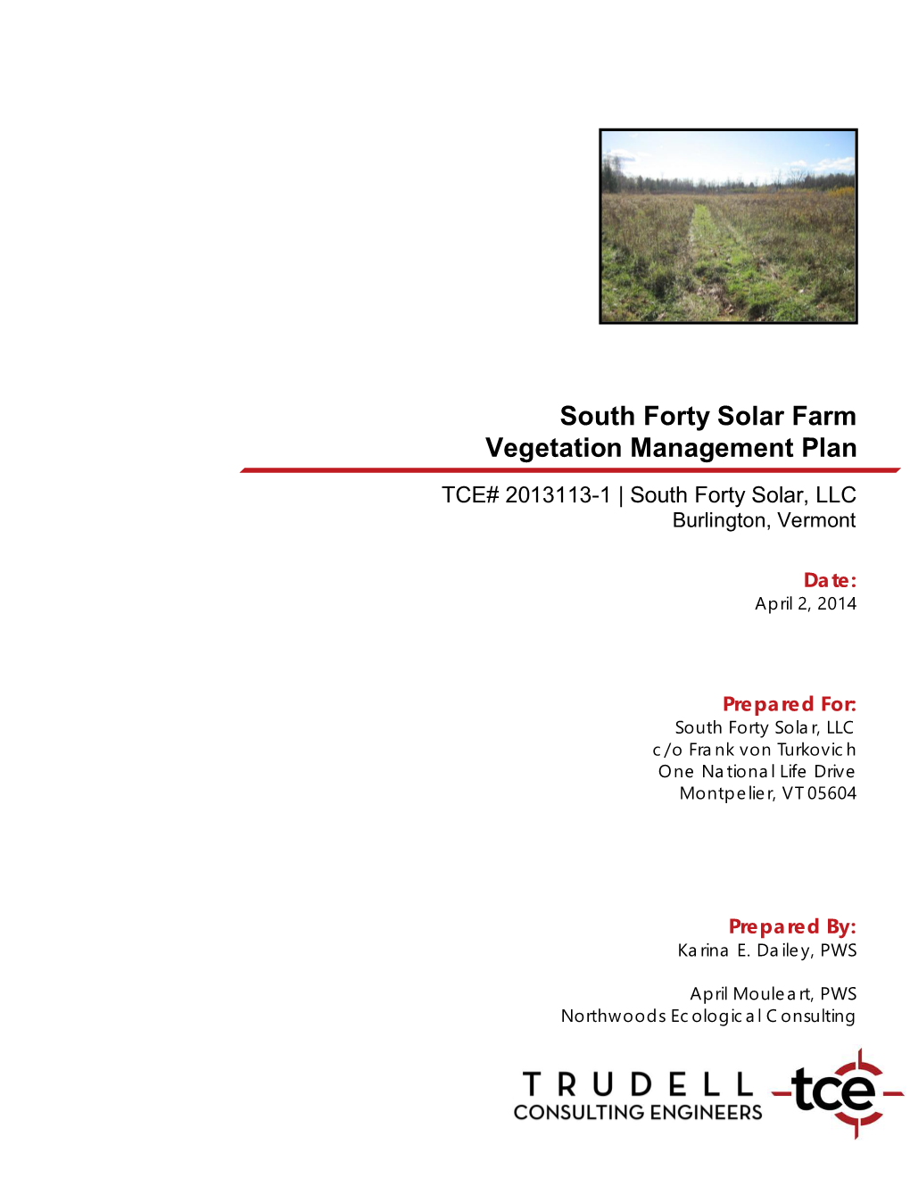 South Forty Solar Farm Vegetation Management Plan